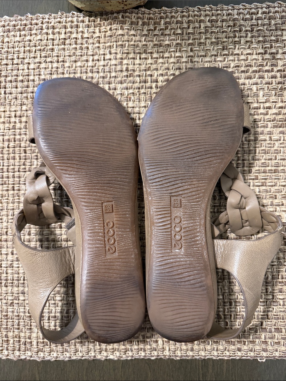 Ecco Women's Beige Braided Leather Slingback Sandals - Picture 5 of 5